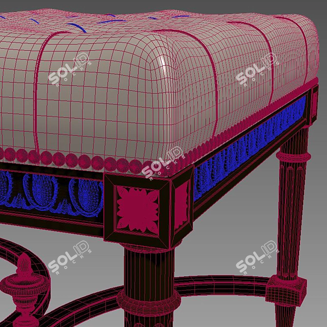 Elegant Parisienne Footstool 3D model image 2