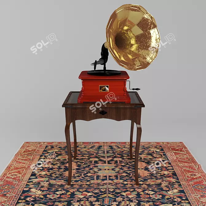 Vintage His Master's Voice Gramophone 3D model image 1