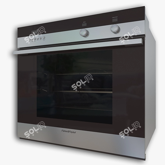 Compact Stainless Steel Double Oven 3D model image 1