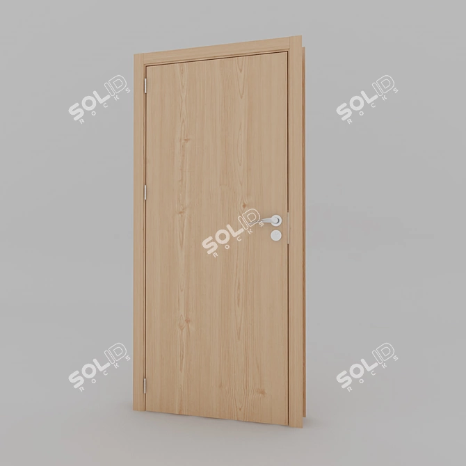 Elegant Oak Interior Door 3D model image 1