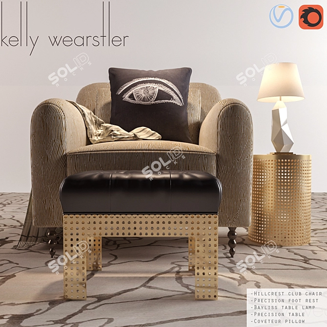 Luxury Kelly Wearstler Furniture Set 3D model image 1