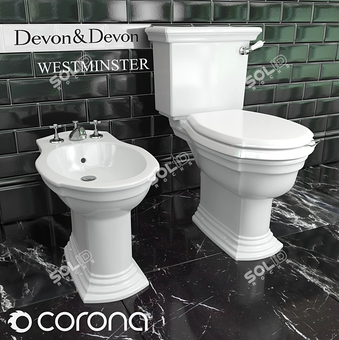 Devon & Devon Westminster Toilet and Bidet 3D model image 1