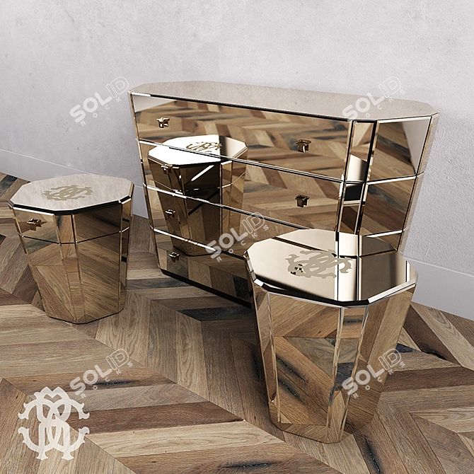 Luxurious Chest of Drawers & Pedestals by Roberto Cavalli 3D model image 1