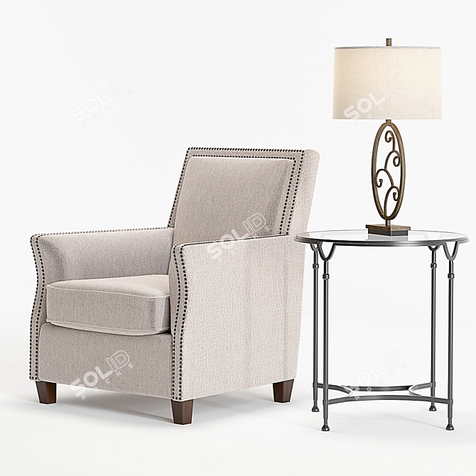 Elegant Uttermost Darick Armchair & Set 3D model image 2