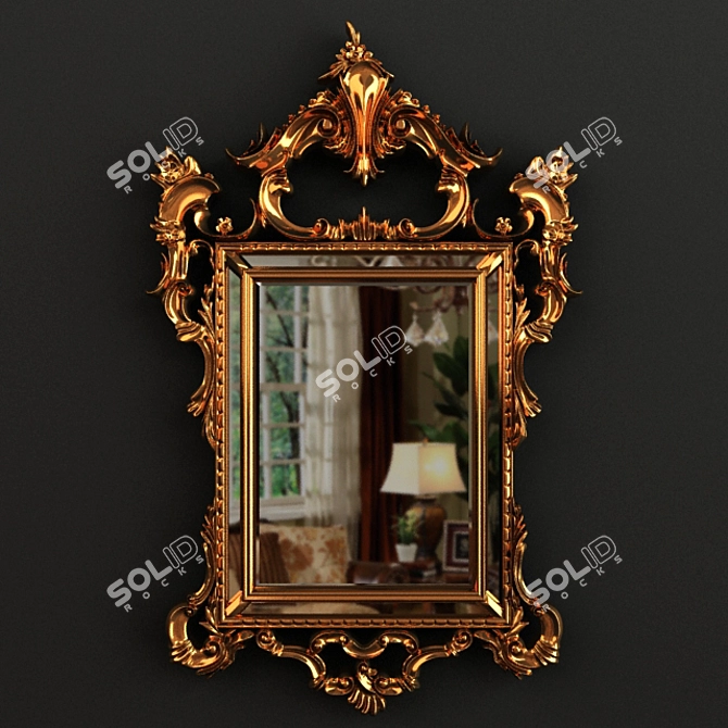 Elegant Italian Rococo Mirror Frame 3D model image 1