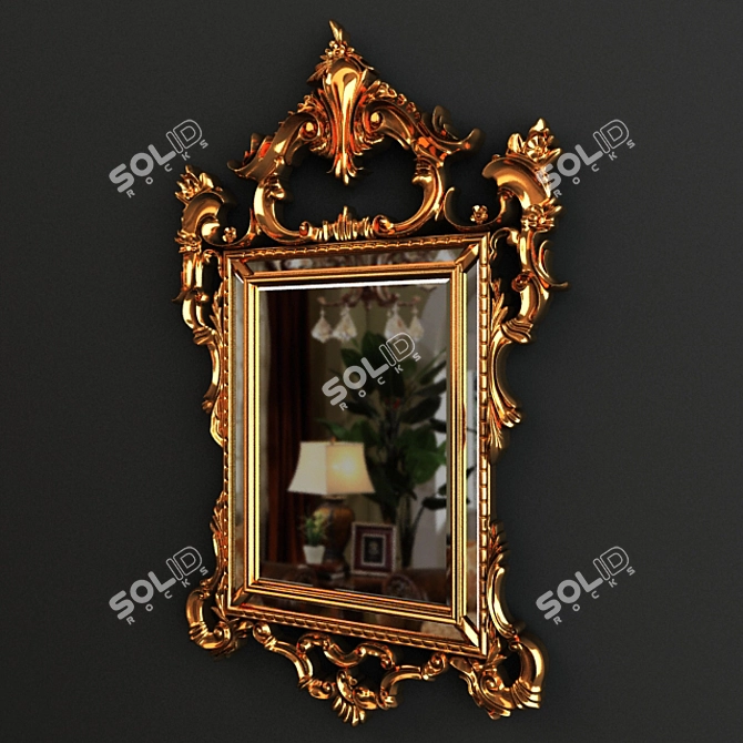 Elegant Italian Rococo Mirror Frame 3D model image 2