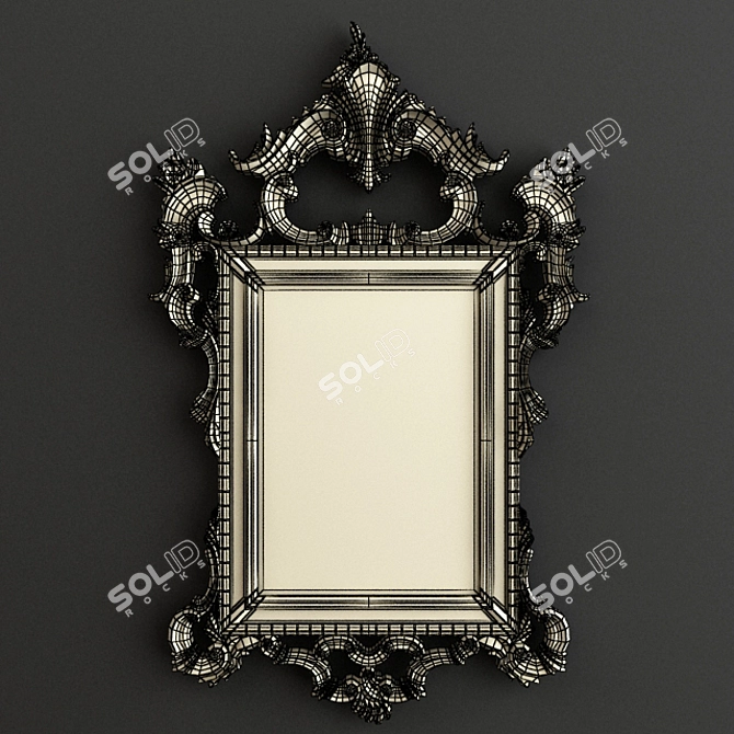 Elegant Italian Rococo Mirror Frame 3D model image 3