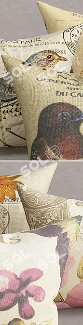 Elegant Decorative Throw Pillows 3D model image 2