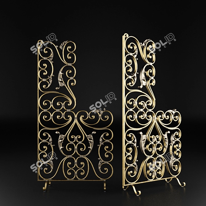 Ornate Wrought-Iron Gratings 3D model image 1