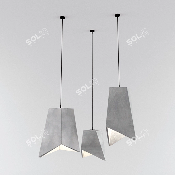 Concrete Elegance Pendant Light 3D model image 1