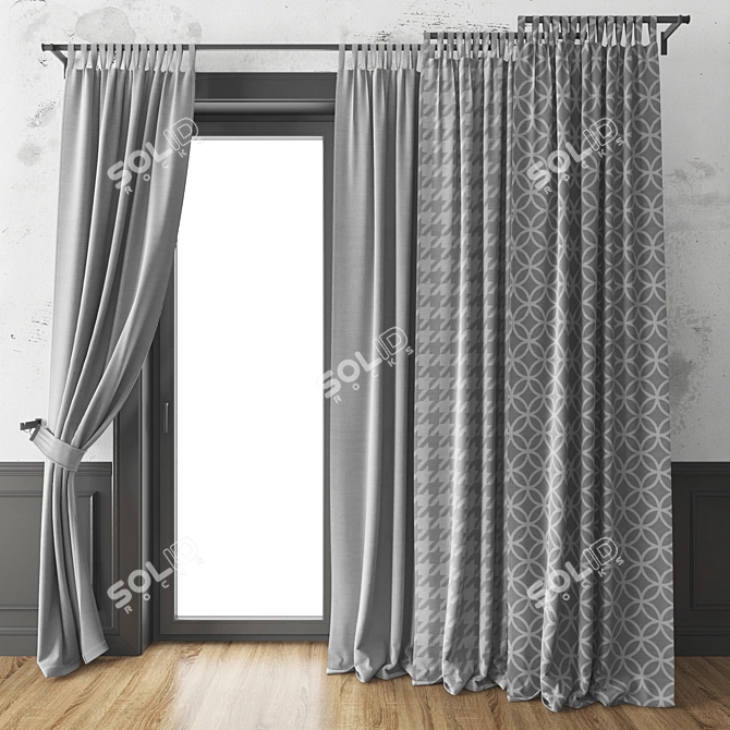 Elegant Window Drapes 3D model image 1