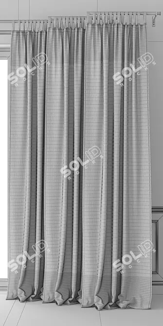 Elegant Window Drapes 3D model image 3