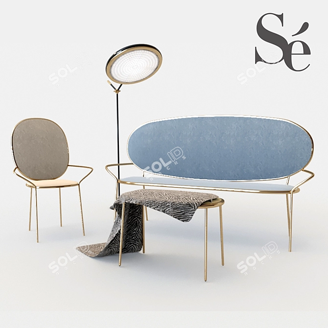 Sleek Dining Armchair Set 3D model image 1