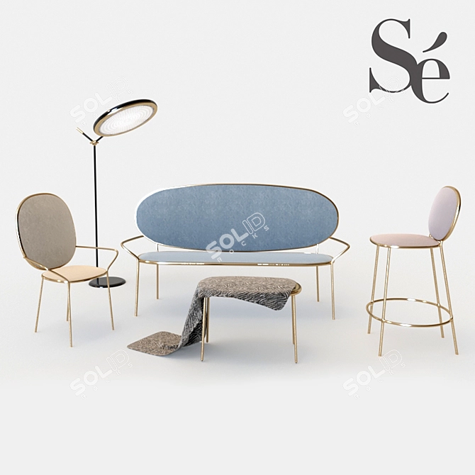 Sleek Dining Armchair Set 3D model image 2