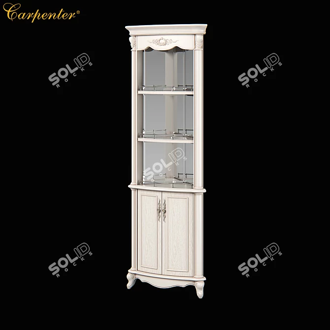 Modern White High Corner Cabinet 3D model image 1