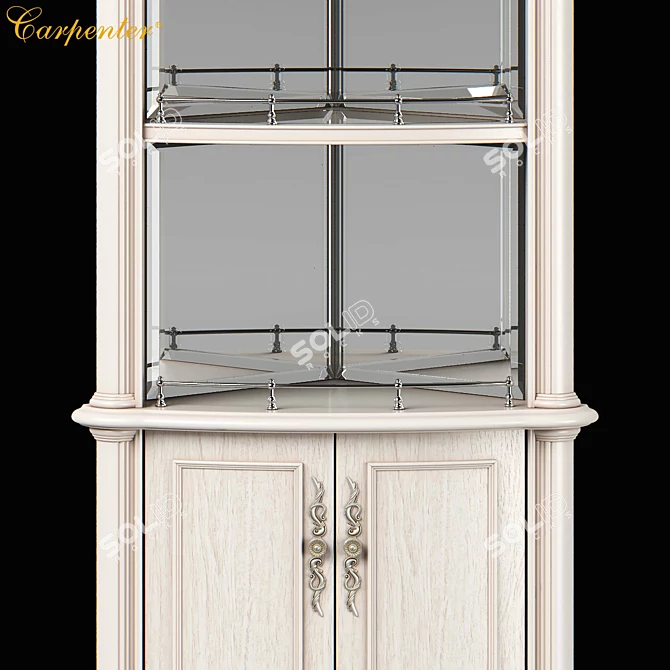 Modern White High Corner Cabinet 3D model image 2