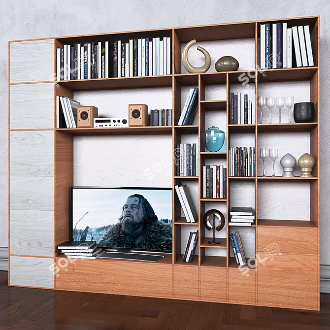 Versatile Storage System: Books, TV, Vase 3D model image 1