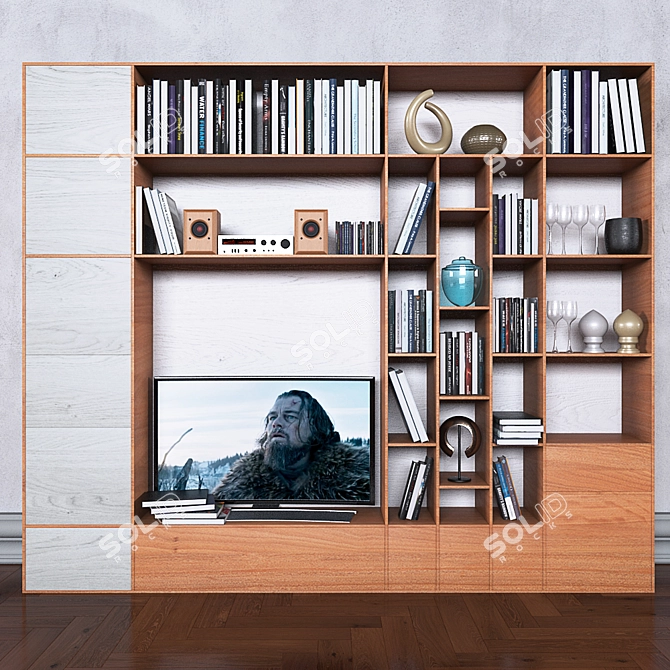 Versatile Storage System: Books, TV, Vase 3D model image 2