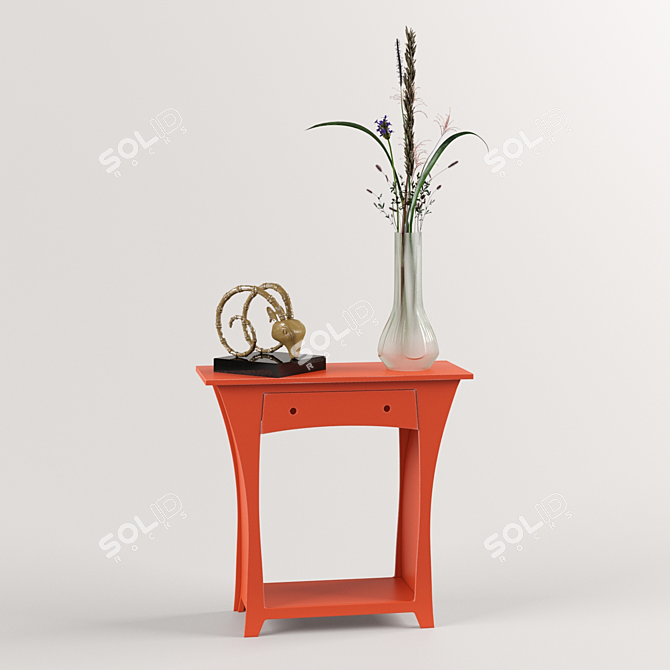 Curved Hall Table, Elegant Design 3D model image 1