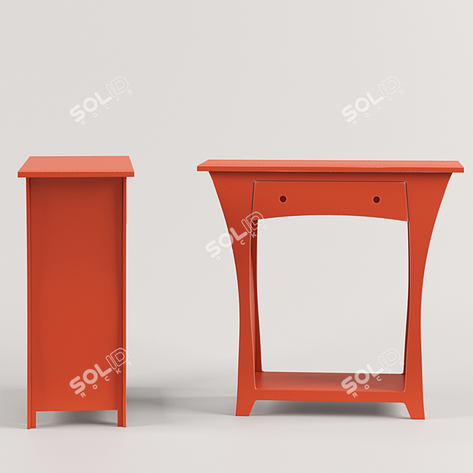 Curved Hall Table, Elegant Design 3D model image 2