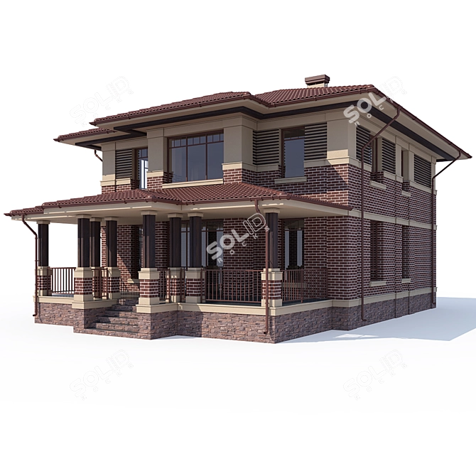 Modern Private House V64 3D model image 2