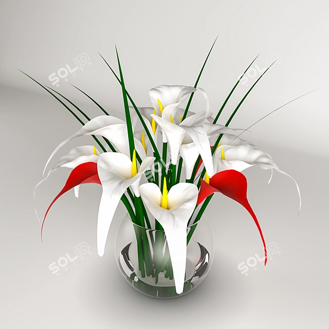 Elegant Calla Lily Flower Pot 3D model image 2