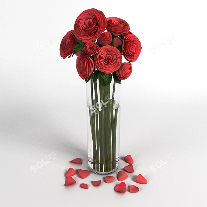 Elegant Red Rose Bouquet 3D model image 1