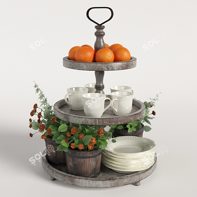 Mandarin Delight Decor Set 3D model image 1