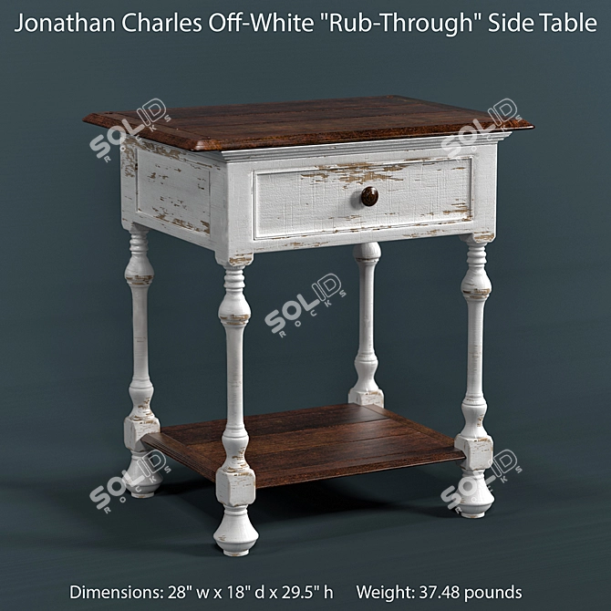 Farmhouse Chic Rub-Through Side Table 3D model image 1