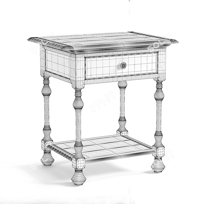 Farmhouse Chic Rub-Through Side Table 3D model image 3