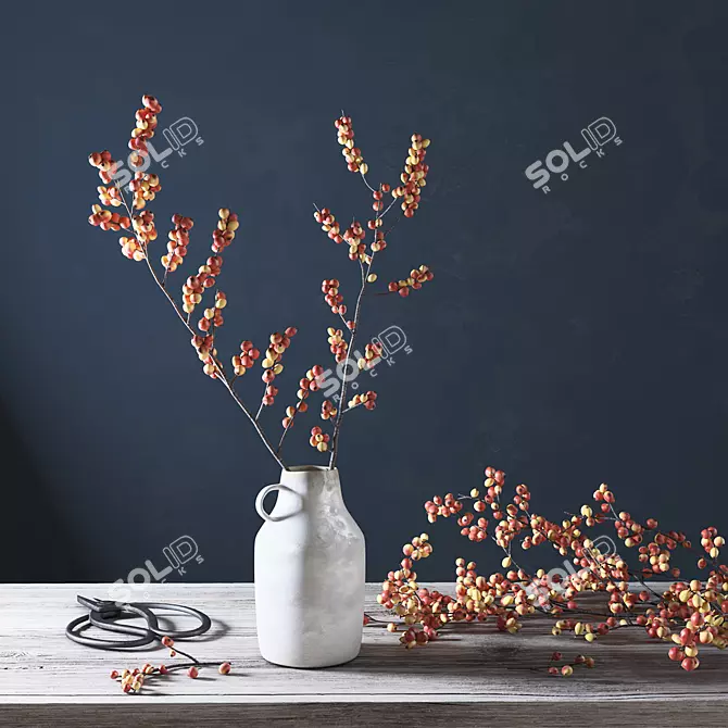 Rustic Berry Branches Set 3D model image 1