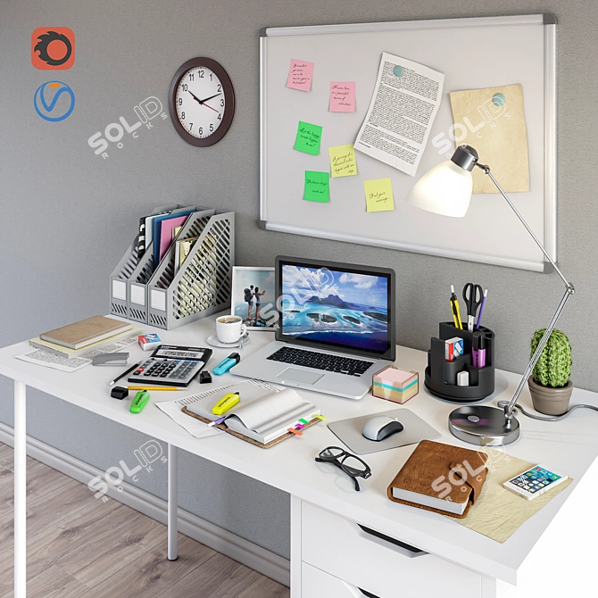 Sleek Office Essentials Set 3D model image 2