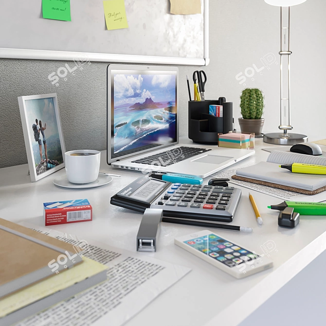 Sleek Office Essentials Set 3D model image 3