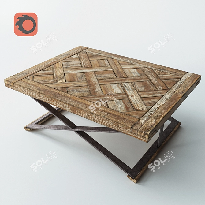 Rustic Oak Coffee Table 3D model image 1
