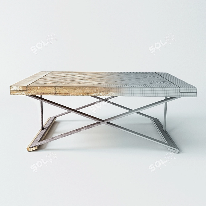 Rustic Oak Coffee Table 3D model image 3