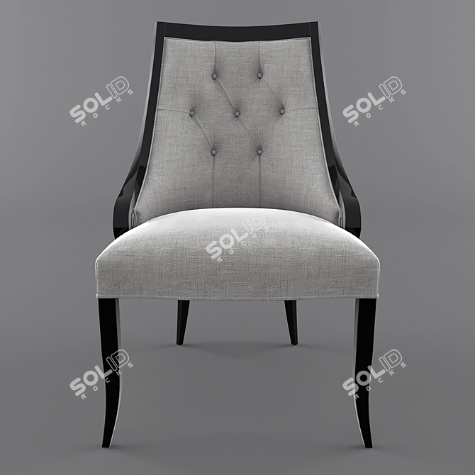 Elegant Solid Wood Chair 3D model image 2