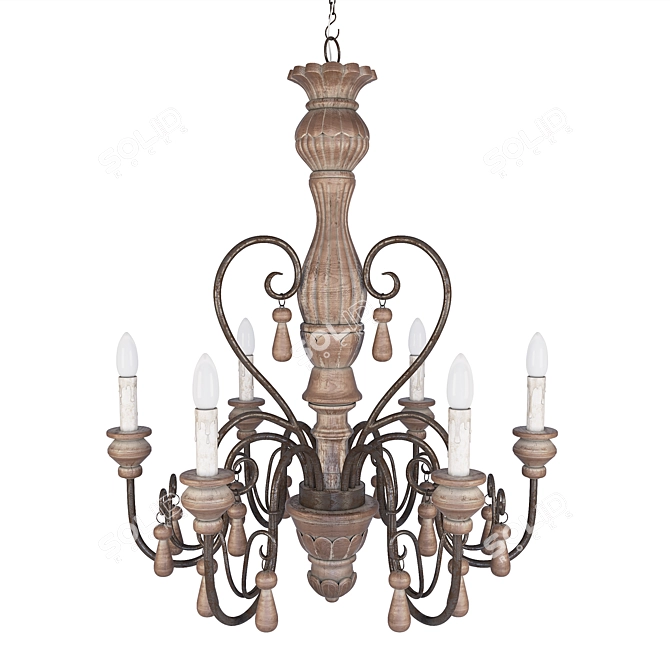 Elegant Saint Honore Chandelier 3D model image 3