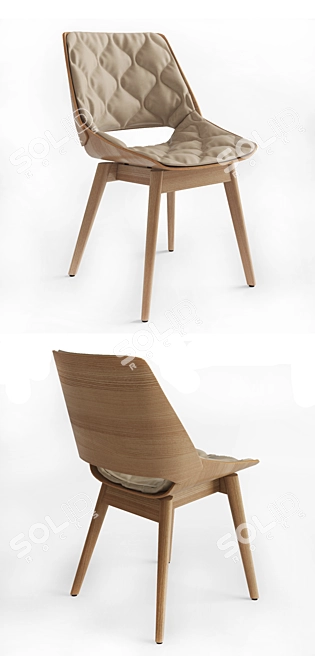 Elegant Wooden Seat Chair 3D model image 2