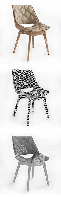 Elegant Wooden Seat Chair 3D model image 3