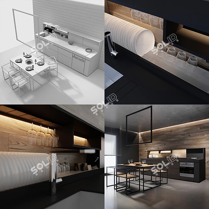 Sleek & Stylish SMART Kitchen: Smeg Appliances, Labra Lighting 3D model image 3