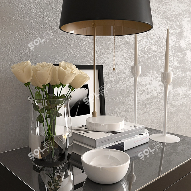 Elegant Nightstand Decor Set 3D model image 2