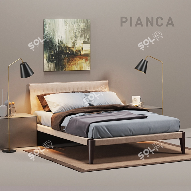 Elegant Pianca Spillo Bedroom Set 3D model image 2