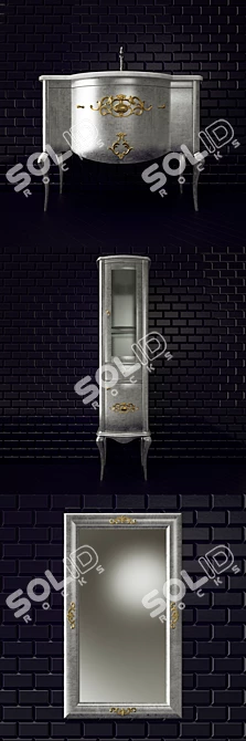 Deluxe Silver Bathroom Furniture Set 3D model image 2