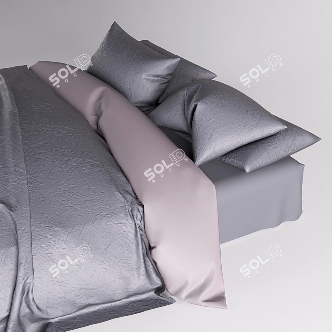 Sleek Grey Bed with Modern Design 3D model image 3