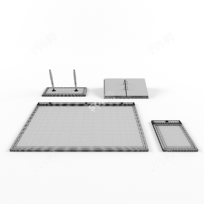 Premium Leather Desk Set 3D model image 2