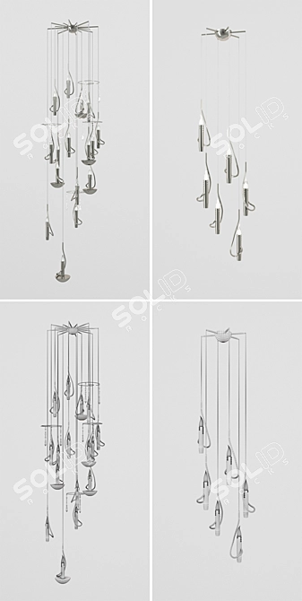 Crystal Floating Candles Chandelier 3D model image 2