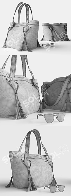 Vintage Bohemian Hippie Bag 3D model image 3