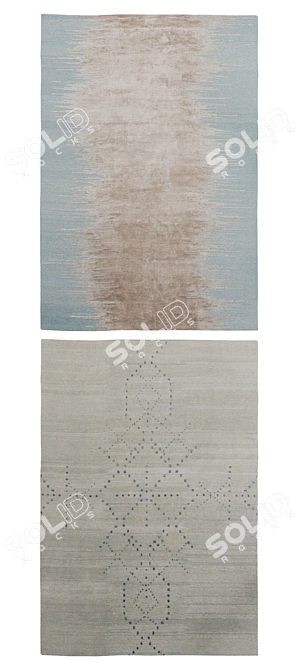Elegant Aqua & Stone Sparkler Rugs 3D model image 2