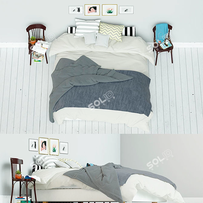 Scandi Comfort Bedding Set: Modern and Luxurious 3D model image 1