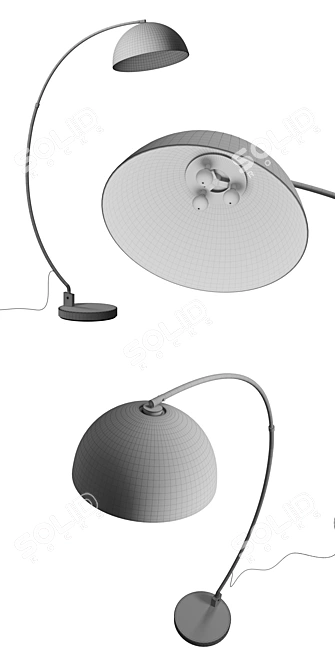 Sleek Black Arc Floor Lamp 3D model image 3